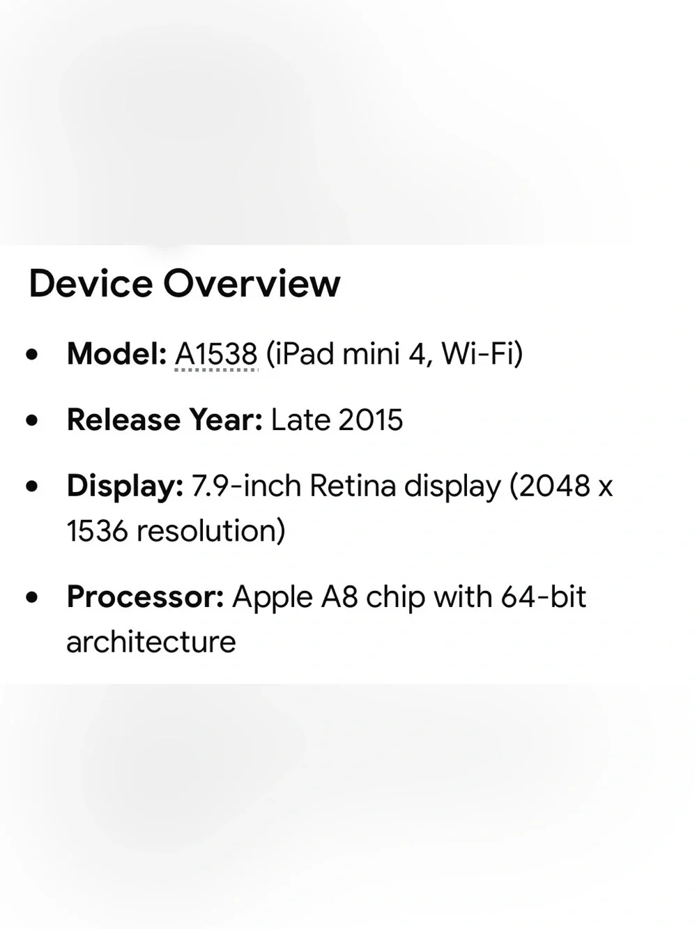 Apple iPad mini 4 Silver / White